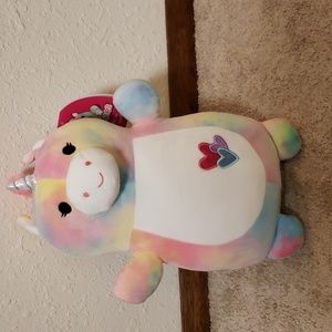 NWT Squishmallows Hug Mees TRISH The Unicorn Tye Dye Valentines Plush Doll 12"